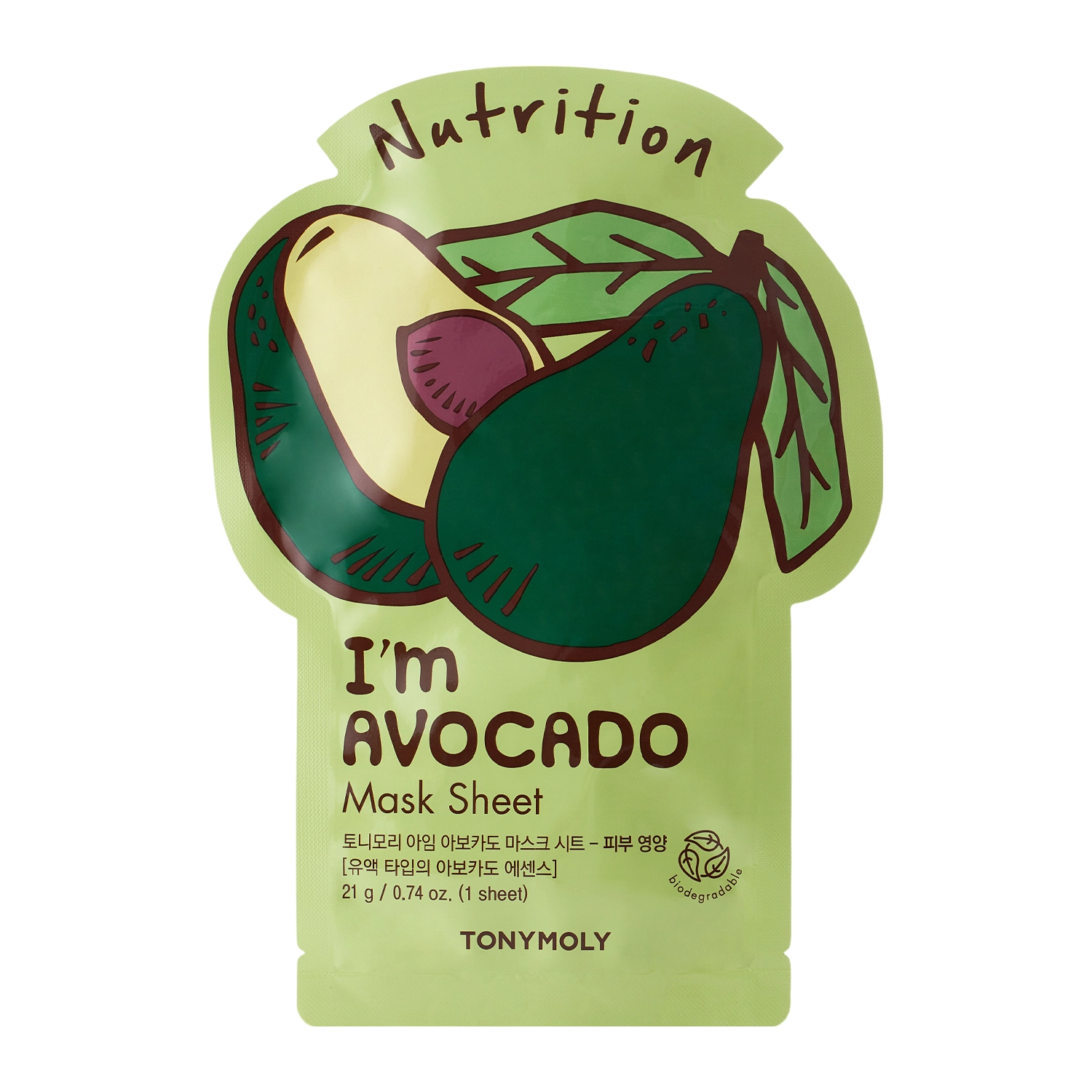 TonyMoly - I`m Real Avocado Mask Sheet Nutrition - Nährende Tuchmaske - 1pc/21ml